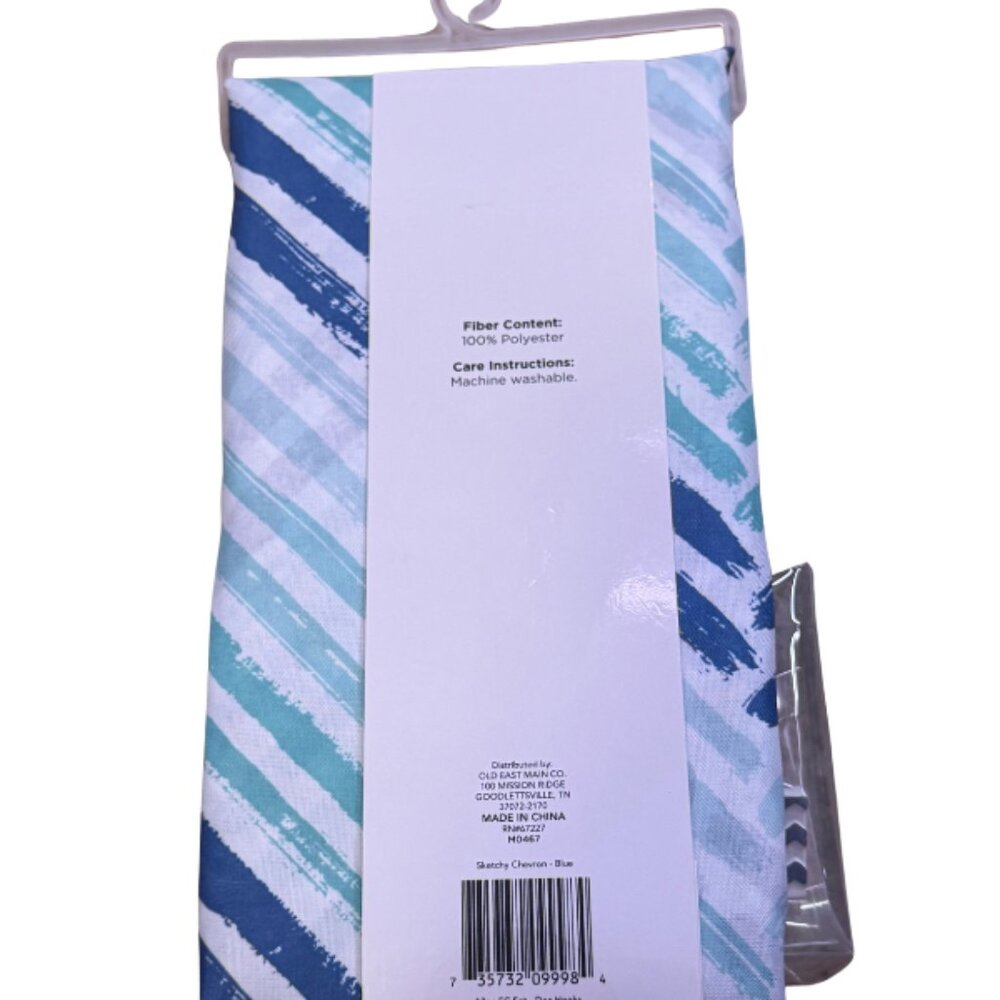 Comfort Bay 13 Pc Shower Curtain Set Blue Abstract Stripe 72x72 w/ 12 Hooks - Picture 5 of 5